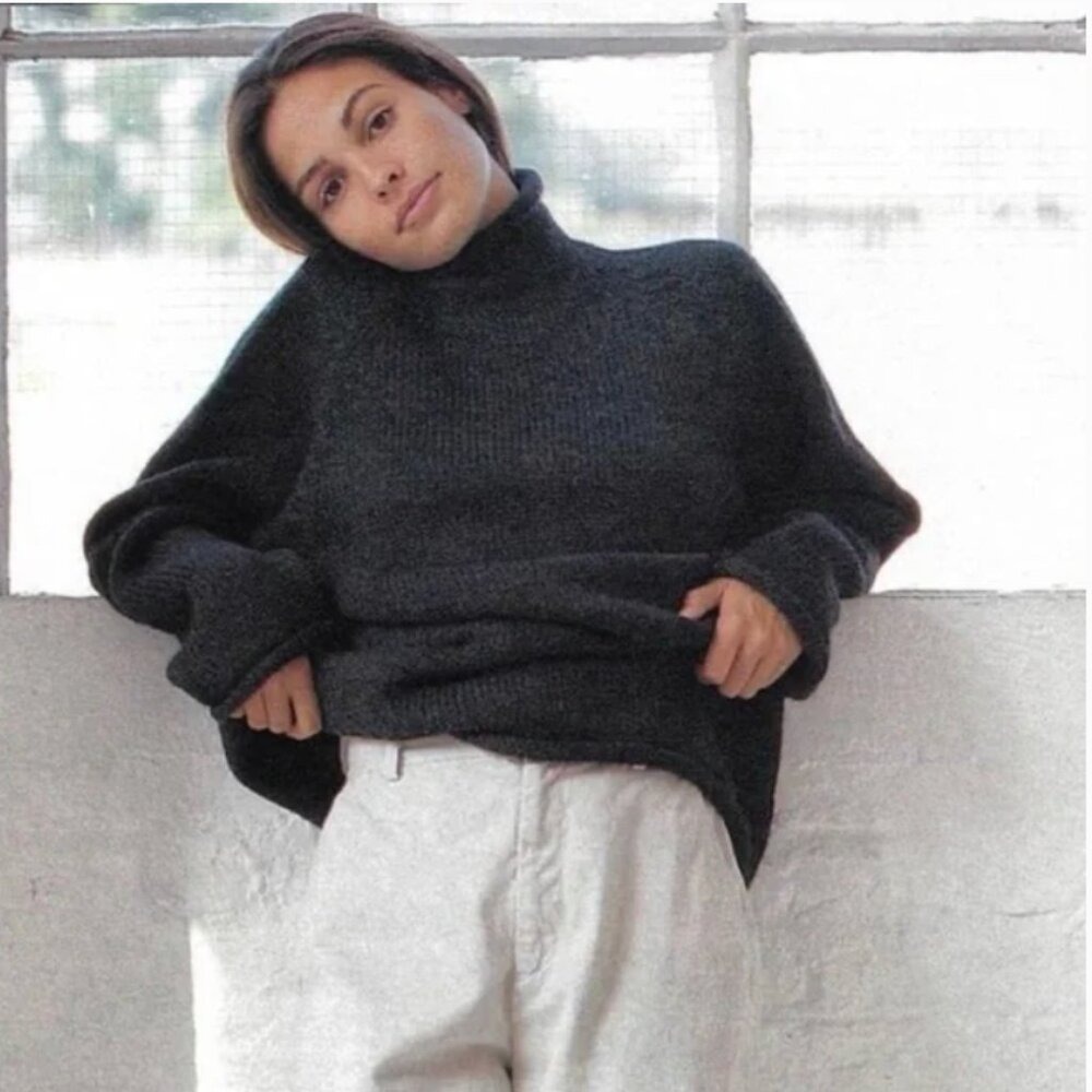 J. Crew 90s Vintage Roll Neck rollneck Pullover Sweater Chunky Wool Oarsman L - Picture 4 of 6